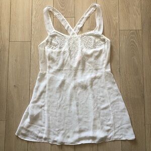 Vintage Just Flora Bead Embellished Lingerie Top in White Size L